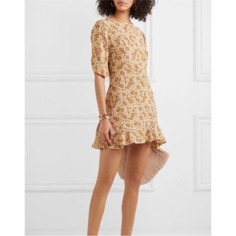 Faithfull the Brand Ditzy Floral Mini Dress Sundress Size XS 2 Butter Yellow